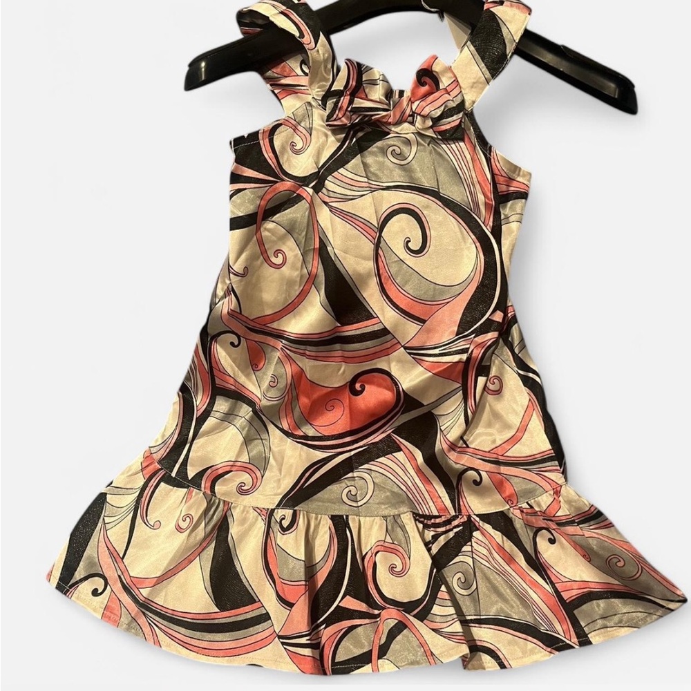 Swirl Patterned Dress with Straps 6yr